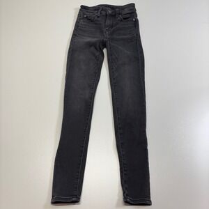 American Eagle Next Level Stretch Jeans 000 Black Gray Wash Skinny Y2K Grunge